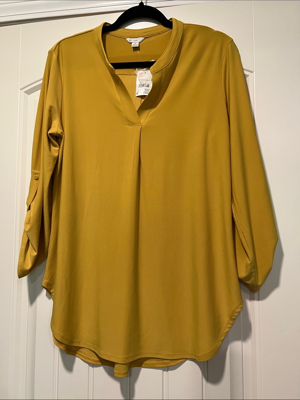 Relaxed V-Neck Tunic in Mustard